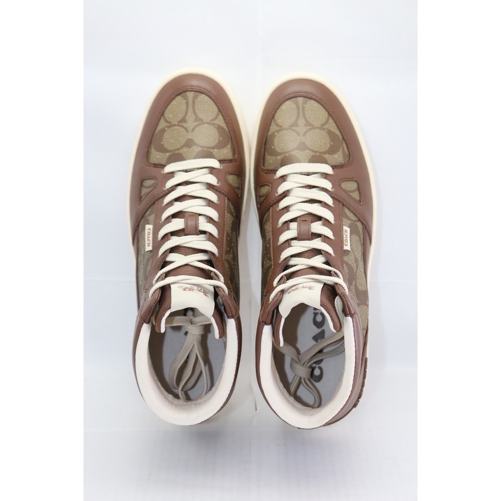 COACH CC736 Mens Clip Court High Top Sneaker In Signature Canvas Saddle Sz 12 - Picture 6 of 16